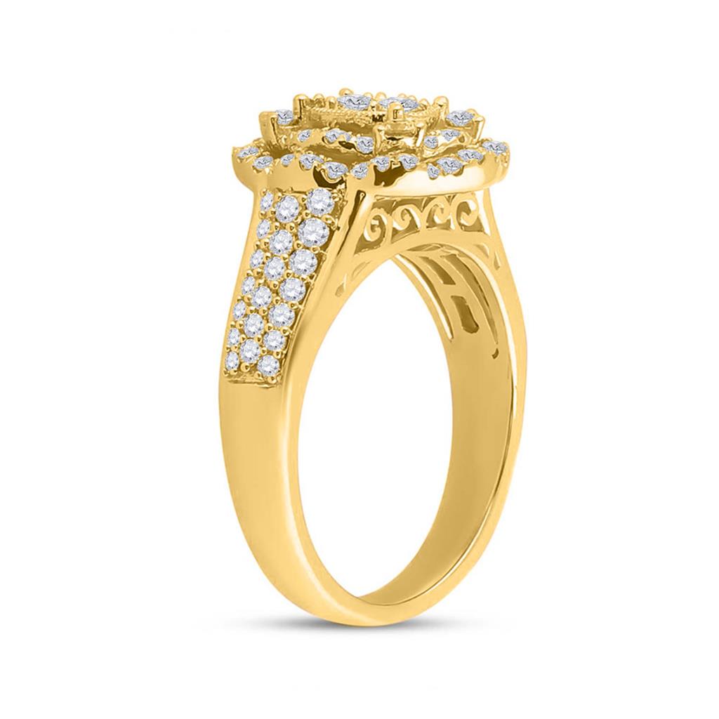 14k Yellow Gold Round Diamond Oval Ring 1 Cttw