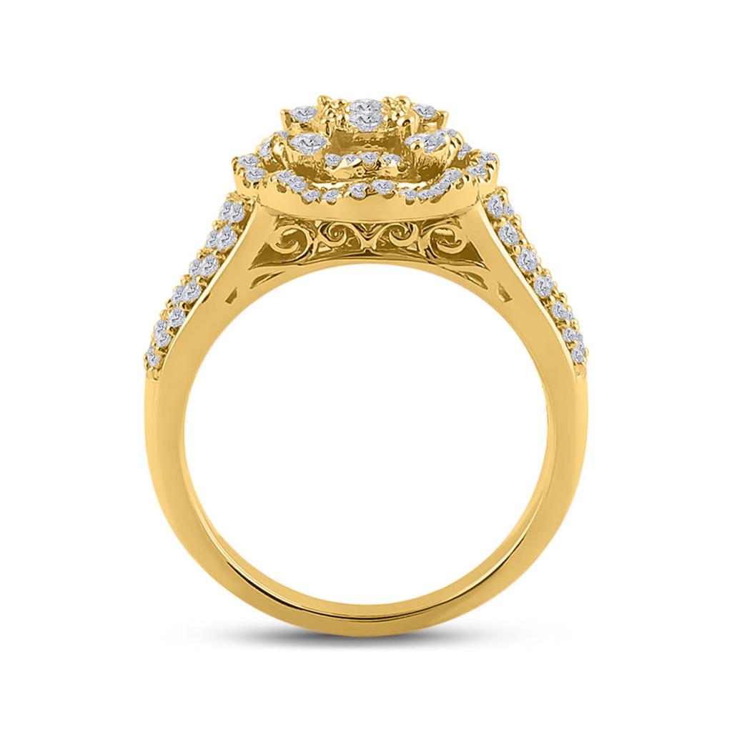 14k Yellow Gold Round Diamond Oval Ring 1 Cttw