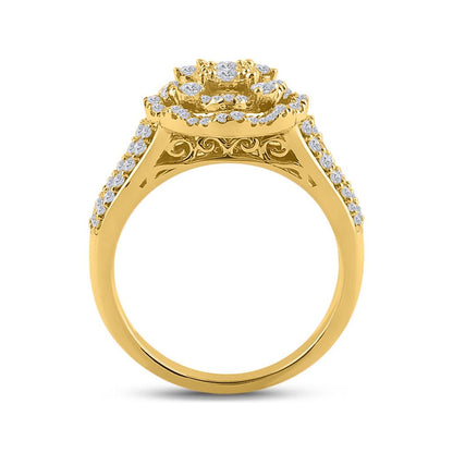 14k Yellow Gold Round Diamond Oval Ring 1 Cttw