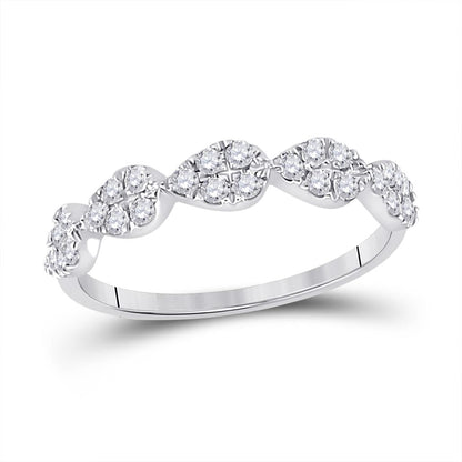 14k White Gold Round Diamond Teardrop Stackable Band Ring 1/3 Ctw