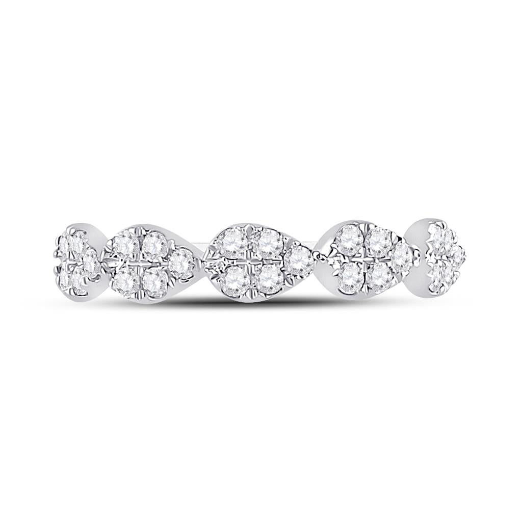 14k White Gold Round Diamond Teardrop Stackable Band Ring 1/3 Ctw