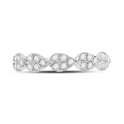 14k White Gold Round Diamond Teardrop Stackable Band Ring 1/3 Ctw