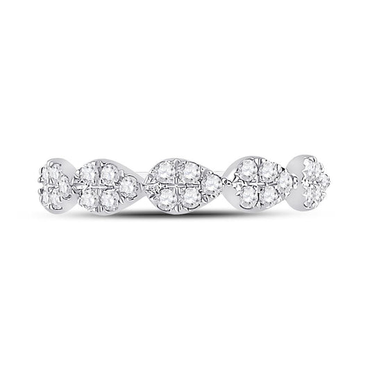 14k White Gold Round Diamond Teardrop Stackable Band Ring 1/3 Ctw