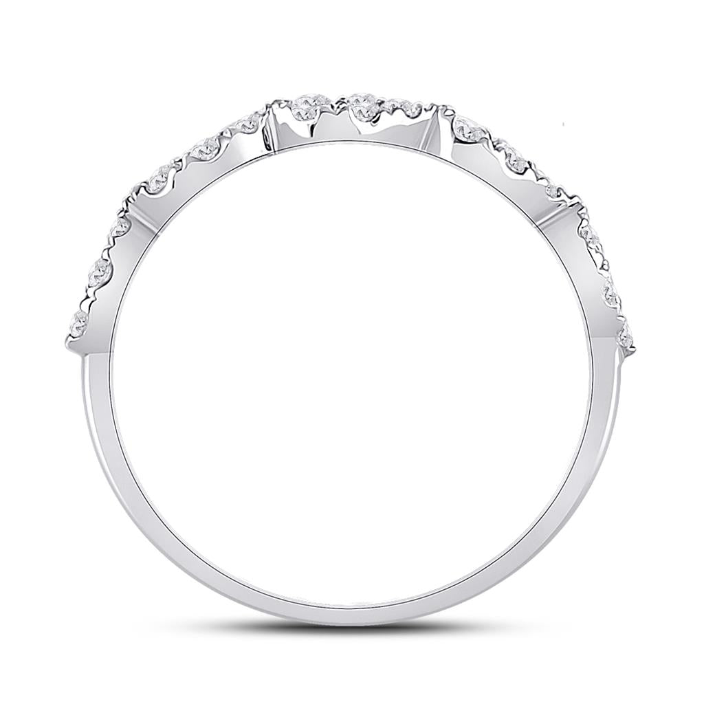 14k White Gold Round Diamond Teardrop Stackable Band Ring 1/3 Ctw