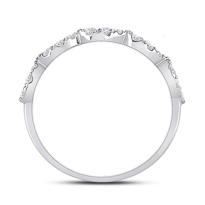 14k White Gold Round Diamond Teardrop Stackable Band Ring 1/3 Ctw