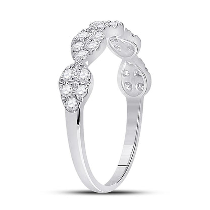 14k White Gold Round Diamond Teardrop Stackable Band Ring 1/3 Ctw
