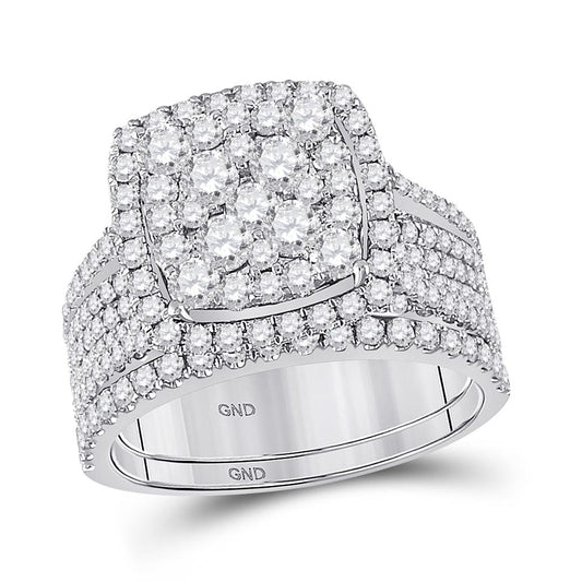 14k White Gold Round Diamond Bridal Wedding Ring Set 2 Cttw