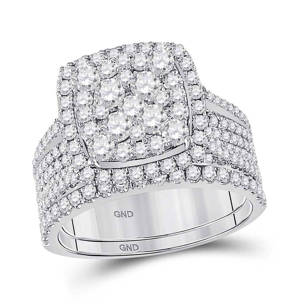 14k White Gold Round Diamond Bridal Wedding Ring Set 2 Cttw