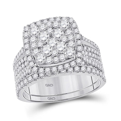 14k White Gold Round Diamond Bridal Wedding Ring Set 2 Cttw