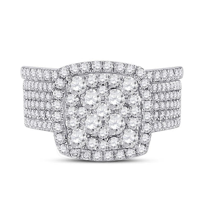 14k White Gold Round Diamond Bridal Wedding Ring Set 2 Cttw