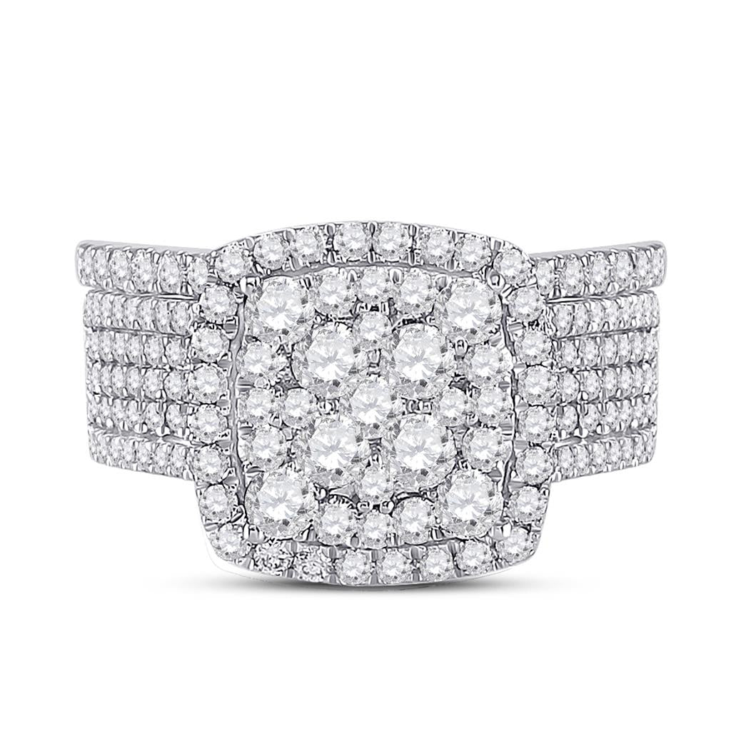 14k White Gold Round Diamond Bridal Wedding Ring Set 2 Cttw