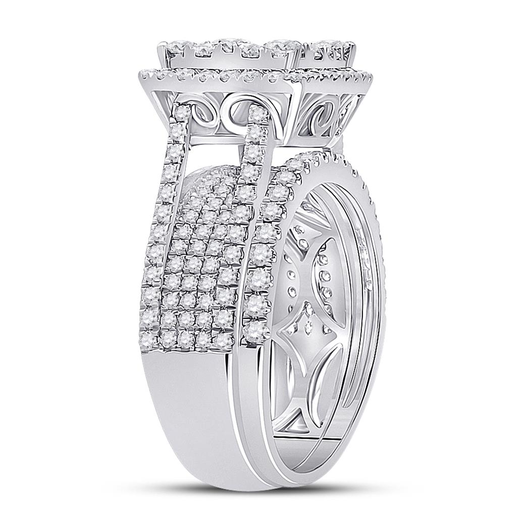 14k White Gold Round Diamond Bridal Wedding Ring Set 2 Cttw