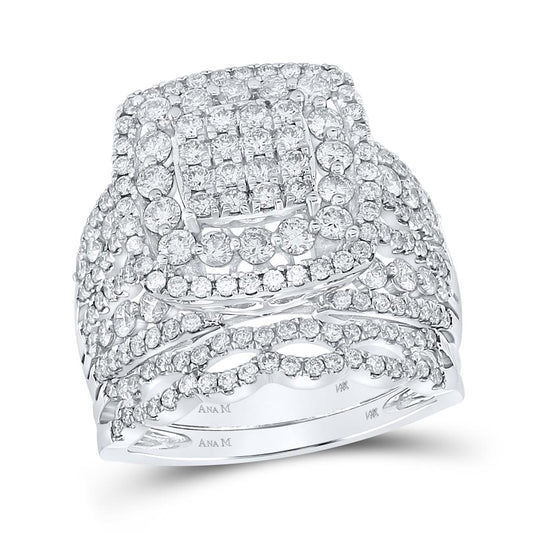 14k White Gold Round Diamond Bridal Wedding Ring Set 2 Cttw