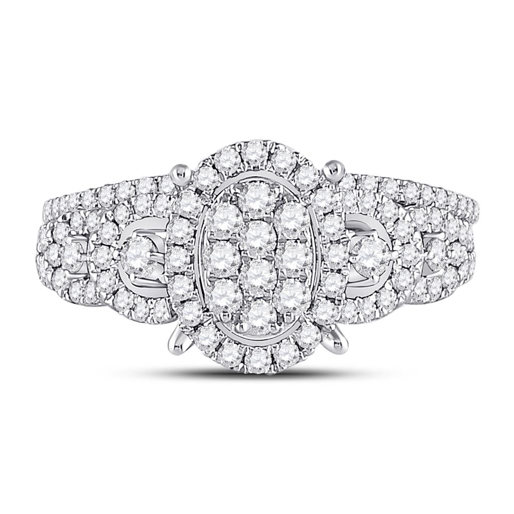 14k White Gold Round Diamond Bridal Wedding Ring Set 1 Cttw