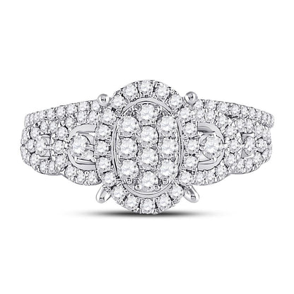 14k White Gold Round Diamond Bridal Wedding Ring Set 1 Cttw