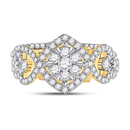 14k Yellow Gold Round Diamond Bridal Wedding Ring Set 1 Cttw