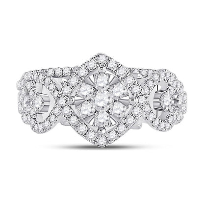 14k White Gold Round Diamond Bridal Wedding Ring Set 1 Cttw