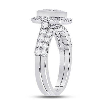 14k White Gold Princess Diamond Bridal Wedding Ring Set 2 Cttw (Certified)
