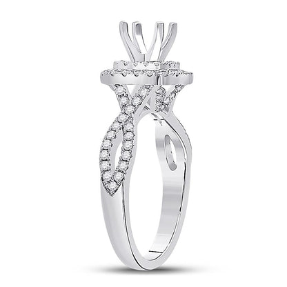 14k White Gold Round Diamond 3/4 Ct Rd Center Bridal Semi-Mount Ring 5/8 Ctw