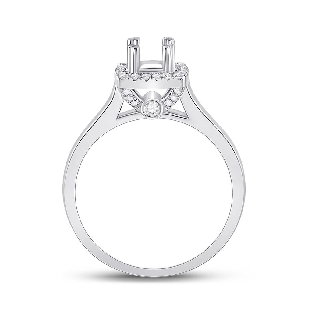 14k White Gold Round Diamond 1/2 Ct Rd Center Bridal Semi-Mount Ring 1/4 Ctw