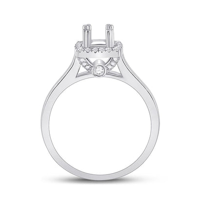 14k White Gold Round Diamond 1/2 Ct Rd Center Bridal Semi-Mount Ring 1/4 Ctw