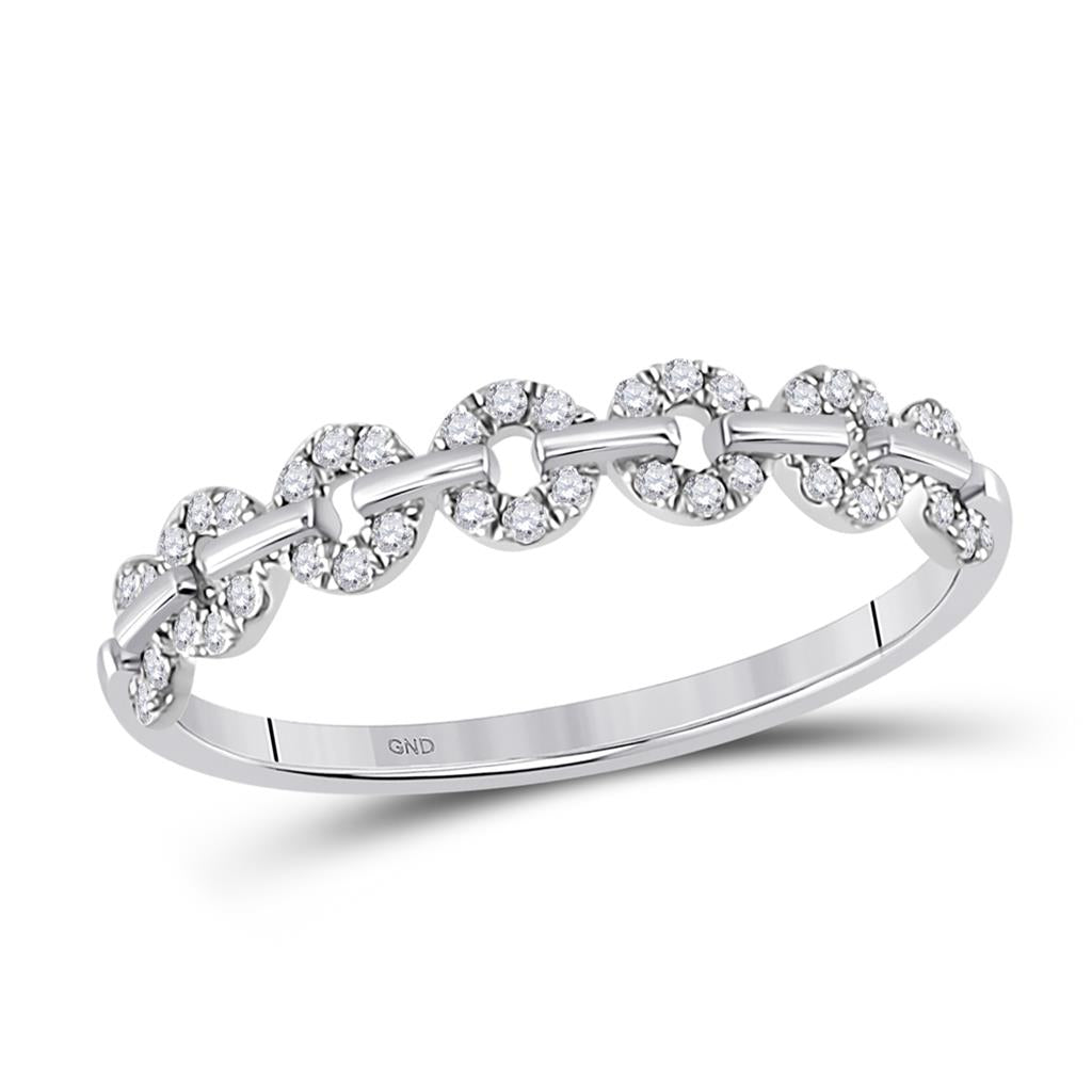 14k White Gold Round Diamond Stackable Band Ring 1/6 Cttw