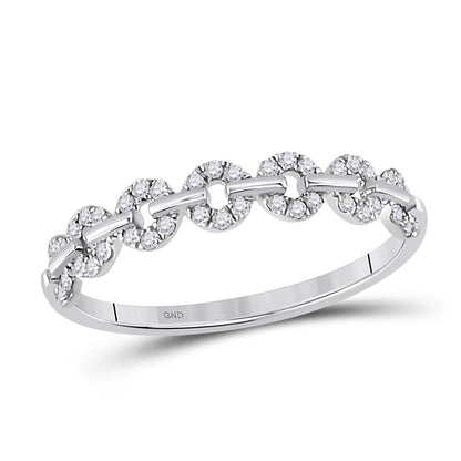 14k White Gold Round Diamond Stackable Band Ring 1/6 Cttw