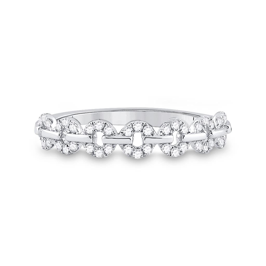 14k White Gold Round Diamond Stackable Band Ring 1/6 Cttw