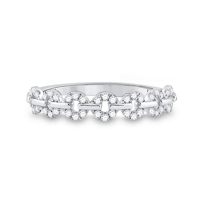 14k White Gold Round Diamond Stackable Band Ring 1/6 Cttw