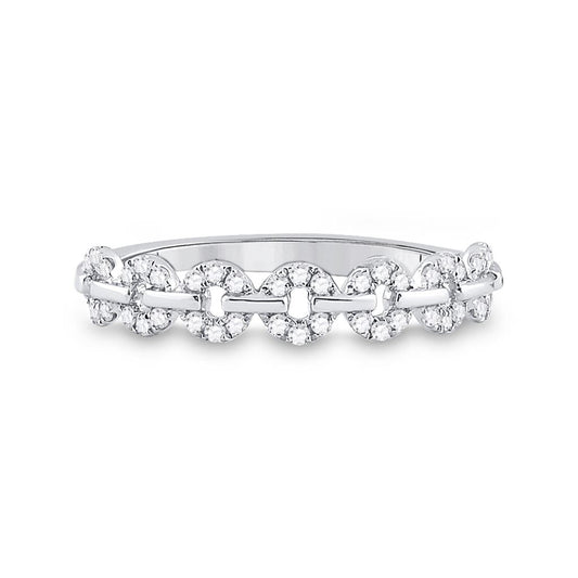 14k White Gold Round Diamond Stackable Band Ring 1/6 Cttw