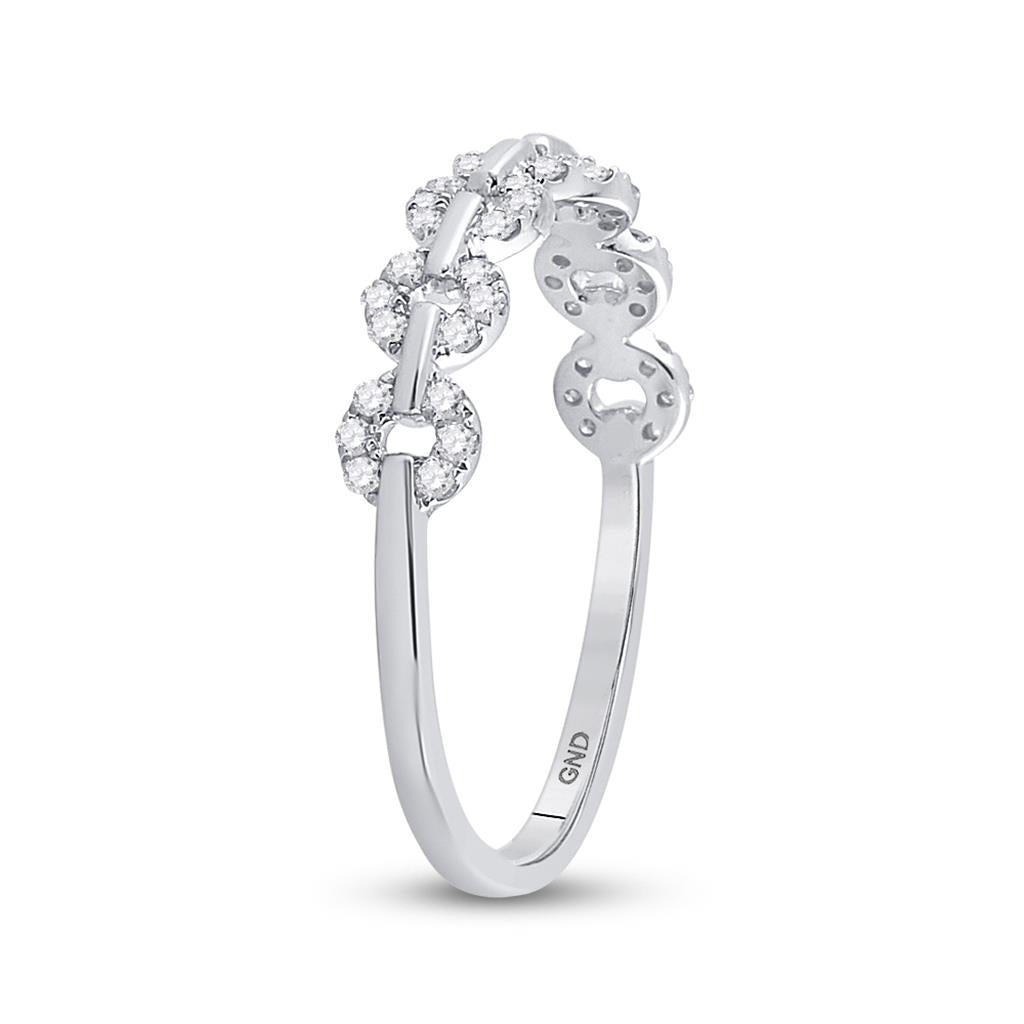 14k White Gold Round Diamond Stackable Band Ring 1/6 Cttw