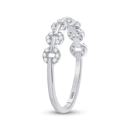 14k White Gold Round Diamond Stackable Band Ring 1/6 Cttw