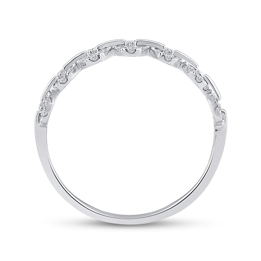 14k White Gold Round Diamond Stackable Band Ring 1/6 Cttw