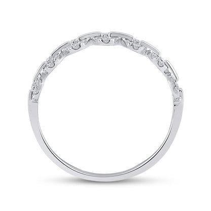 14k White Gold Round Diamond Stackable Band Ring 1/6 Cttw