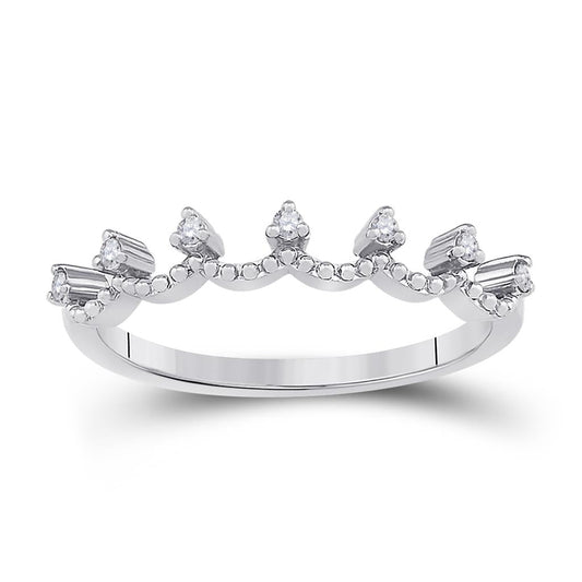 14k White Gold Round Diamond Band Ring 1/12 Cttw