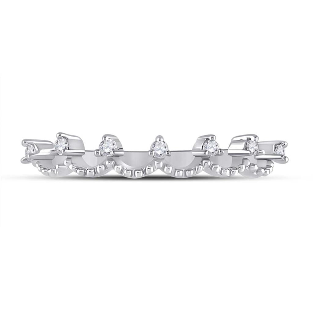 14k White Gold Round Diamond Band Ring 1/12 Cttw