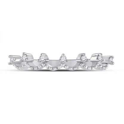 14k White Gold Round Diamond Band Ring 1/12 Cttw