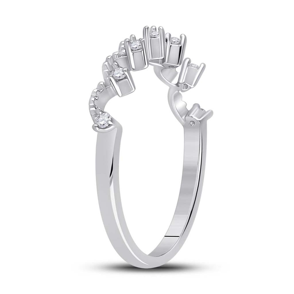 14k White Gold Round Diamond Band Ring 1/12 Cttw