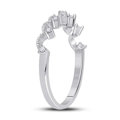 14k White Gold Round Diamond Band Ring 1/12 Cttw