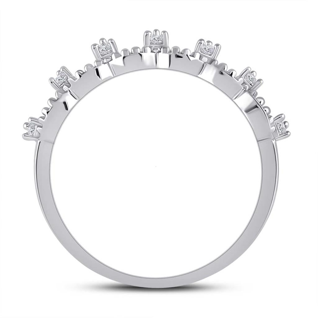 14k White Gold Round Diamond Band Ring 1/12 Cttw