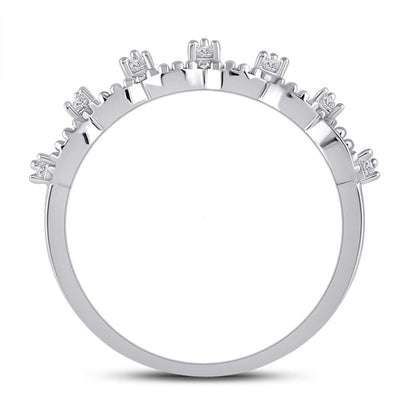 14k White Gold Round Diamond Band Ring 1/12 Cttw