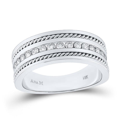 14k White Gold Round Diamond Wedding Band Ring 1/2 Cttw