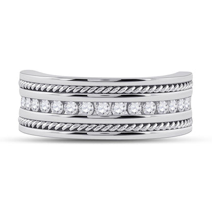 14k White Gold Round Diamond Wedding Band Ring 1/2 Cttw