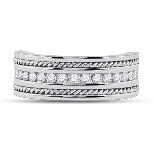 14k White Gold Round Diamond Wedding Band Ring 1/2 Cttw