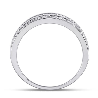 14k White Gold Round Diamond Wedding Band Ring 1/2 Cttw