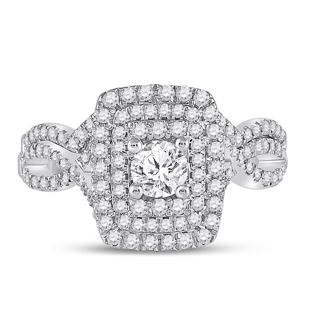 14k White Gold Round Diamond Bridal Wedding Ring Set 1 Cttw (Certified)