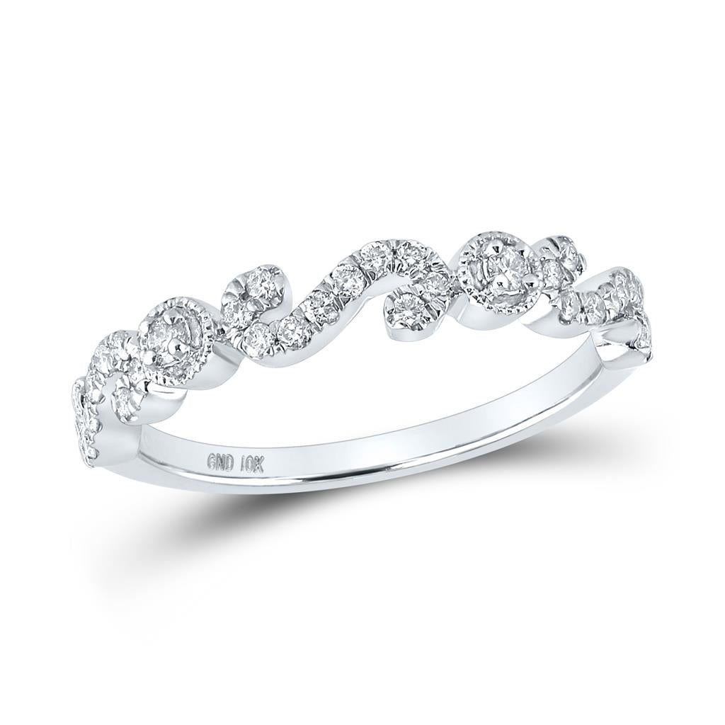 14k White Gold Round Diamond Band Ring 1/4 Cttw