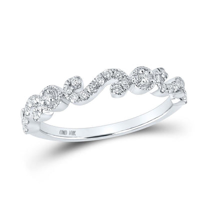14k White Gold Round Diamond Band Ring 1/4 Cttw