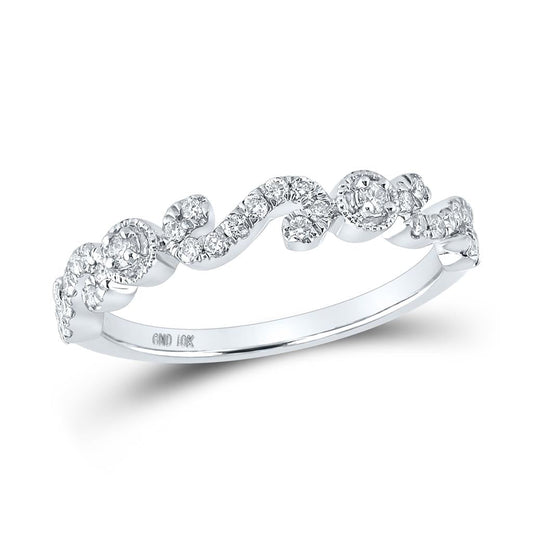 14k White Gold Round Diamond Band Ring 1/4 Cttw