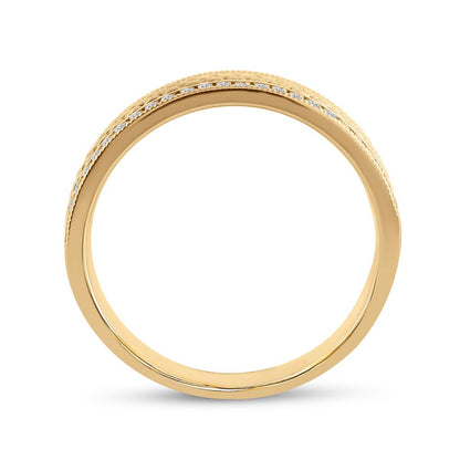 14k Yellow Gold Round Diamond Wedding Brick Band Ring 1/3 Cttw